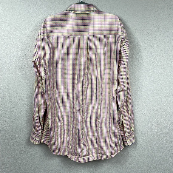 Burberry London Multi Color Rainbow Checked Gingham Button Down Shirt Sz L - Picture 4 of 11